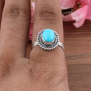 Bague en argent sterling 925 avec turquoise naturelle, pierre précieuse bleue pour femmes, véritable pierre de naissance de décembre, bijoux de mariage classiques, vente en gros - Product Image 4