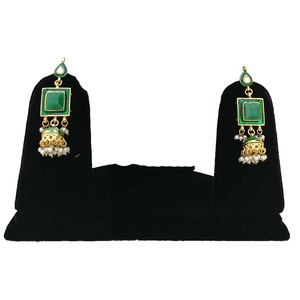 Latest Gold Plated Trendy Kundan Drop Earrings Alloy Lightweight Flower Shape Fashion Jewelry Traditional Design Women Wholesale - Product Image 2