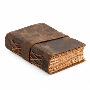 NEW ERA Carnet de notes et de croquis à couverture rigide en cuir, fait main, à bords frangés style antique, reliure cousue, 100 feuilles non lignées - Product Image 2