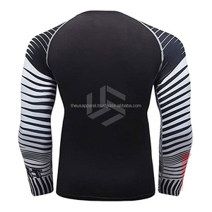 เสื้อรัดกล้ามเนื้อสำหรับกีฬายิวยิตสูแบบสั่งทำพิเศษ แขนยาว พิมพ์ลายโลโก้กีฬาโต้คลื่น MMA BJJ ออกแบบเสื้อรัดกล้ามเนื้อของคุณเองได้ - Product Image 4