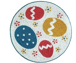 Nuevo Mantel Individual Bordado con Cuentas de Semillas, Bordado a Mano con Cuentas de Semillas, Mantel Individual Hecho a Mano en India para Mujer - Product Image 4