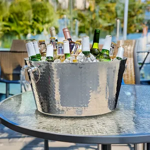 Double Wall Stainless Steel Beverage Tub Bulk Round 6.25 Gallon Insulated <b>Drink</b> <b>Cooler</b> for Parties Wine Beer Champagne Chiller - Product Image 2