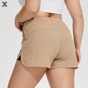 Shorts de sport personnalisés pour femme, taille plus, double couche, 100% coton, écologiques - Product Image 5