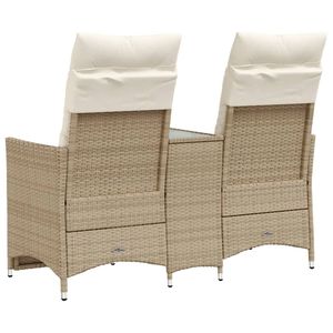 Canapé de jardin inclinable en rotin PE beige deux places, assise extérieure confortable - Product Image 6