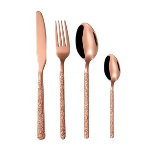 Ensemble de couverts de luxe en acier inoxydable noir avec manche gravé – Cuillère, fourchette, couteau – Vaisselle moderne pour table à manger et cuisine - Product Image 4