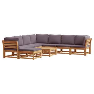 Ensemble de salon de jardin en bois d'acacia massif de 9 pièces avec coussins pour la détente en plein air - Product Image 2