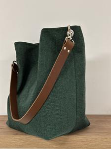 Sac fourre-tout en cuir et toile vintage, durable, imperméable, sac à bandoulière, broderie ouverte personnalisable, grand format pour voyage, travail, shopping - Product Image 6