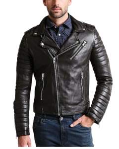 Denim Custom Black Leather Wax Waxed Long Casual Autumn Zipper Coat Jeans Men <b>Jacket</b> - Product Image 4