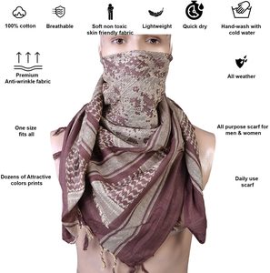 Pañuelo Shemagh Cuadrado de Algodón 100% con Impresión Digital, Unisex, Táctico, Transpirable, Antibacterial, Keffiyeh del Desierto, para Cabeza y Cuello - Product Image 3