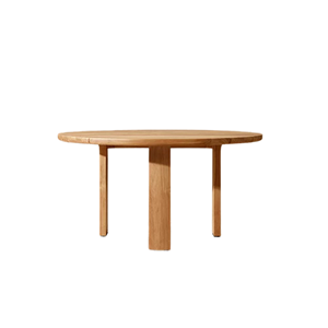 Scandinavian Minimalist Outdoor Dining <b>Table</b> <b>Solid</b> Teak <b>Wood</b> Round Slatted <b>Top</b> Sturdy Pedestal Base for Resort Villa Dining - Product Image 5