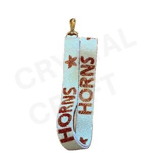CRYSTAL CRAFT Sangle de sac à main vintage perlée rouge réglable avec crochets métalliques écologiques - Product Image 3