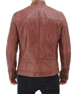 Chaqueta de cuero para hombre, corte ajustado, estilo motero, cuero genuino, suave, duradero, transpirable, informal, para viajes, otoño e invierno - Product Image 2
