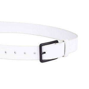 Cinturón Casual Blanco de Cuero Vacuno con Hebilla Cuadrada de Aleación, Diseño de Color Sólido, Ecológico, 1.5 Pulgadas de Ancho para Uso Diario - Product Image 2