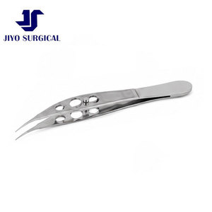 Stainless Steel Moody Fixation Forceps 4 3/8 Inch Curved Left 0.5 mm 1x2 <b>Teeth</b> Ophthalmic Surgical Forceps with Lock - Product Image 2