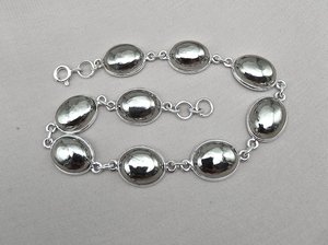Bracelet de luxe fait main en argent sterling plaqué or avec pyrite, maillons ovales minimalistes, sans nickel, pour femme, vente en gros OEM - Product Image 3