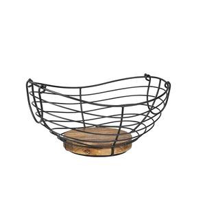 Corbeille à fruits minimaliste en fer noir, panier à fruits en fil métallique pour comptoir de cuisine, décoration de table à manger - Product Image 1