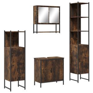 Juego de Muebles de Baño de Madera de Roble Ahumado de 4 Piezas - Product Image 2