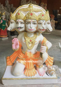 รูปปั้นหินอ่อนสีขาวมาครานาของพระพานชมุขี ฮานูมาณ - Product Image 2
