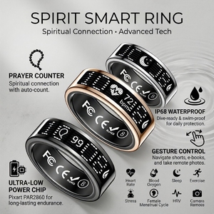 แหวนอัจฉริยะสีขาวสำหรับสวดมนต์ พร้อมฟังก์ชันติดตามสุขภาพ รองรับการโต้ตอบหลายรูปแบบ ควบคุมการถ่ายภาพระยะไกล ควบคุมผ่านแอป - Product Image 6