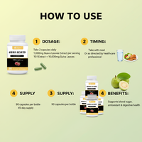 Extrait de feuille de goyave naturel en gros 10:1 1000mg 90 gélules Complément alimentaire OEM/ODM Marque privée