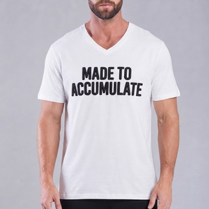 Camiseta de Hombre con Cuello en V, Manga Corta, Corte Regular, Algodón Jersey, Estilo Casual, con Estampado de Letras en la Parte Delantera - Product Image 1
