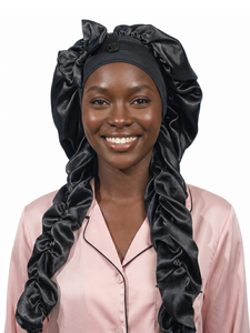 Heatless Curl Satin <b>Bonnet</b> for Sleeping, No Slip Sleep <b>Bonnet</b> with Long Curling Ribbons for Braids & Long Hair - Product Image 2