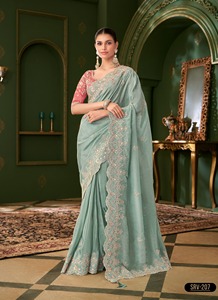 ชุดส่าหรีทรงสวยทันสมัยพร้อมเสื้อปักลายประณีต ชุดอินเดียระดับพรีเมียมสำหรับงานแต่งงาน งานเลี้ยง และงานเทศกาลวัฒนธรรม - Product Image 3