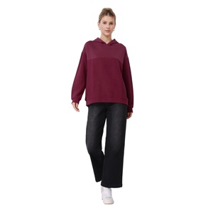 Sweat-shirt à capuche jaune pour femme, couleur unie, décontracté, manches longues, en coton tricoté respirant, avec poches, pour l'automne - Product Image 2