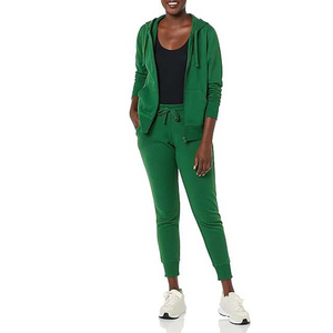Sweat-shirts pour femmes de style sportif, unis et basiques, très demandés, avec fermeture éclair sur le devant, en molleton 100% coton, faible MOQ - Product Image 2