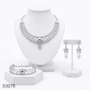 Ensemble collier et boucles d'oreilles pendantes élégants en zircon plaqué or, motif feuille tendance pour femme, avec chaîne corde de 16 pouces 53079 - Product Image 4