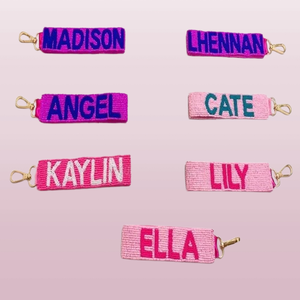 Premium Handmade Beadwok Adjustable Nautral Bold Color Combinations Gameday <b>Names</b> Letters Keychains for Kids Teens Key Holders - Product Image 2
