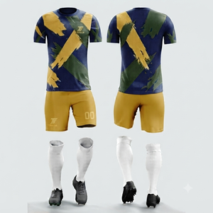 Conjunto de Camiseta de Fútbol Unisex con Estampado Geométrico, Manga Corta, Absorbe la Humedad, Ajuste Atlético, Uniforme para Todas las Temporadas, 100% Poliéster - Product Image 3