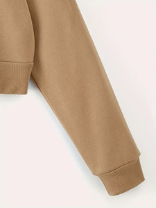 Sudadera Corta de Color Liso al por Mayor para Mujer, Sudadera con Capucha Fina de Punto de Algodón y Fibra de Bambú para Otoño - Product Image 3