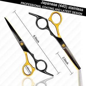 Ciseaux professionnels pour la retouche des cheveux, lame en acier inoxydable, manche noir et or, pour droitiers, usage en salon, manche long - Product Image 5