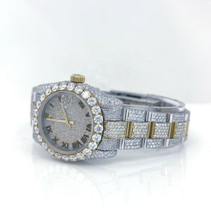 Dos tonos plata y oro amarillo Iced Out marca clásica moissanite diamante reloj Hip Hop tendencia reloj para raperos 2024 - Product Image 3