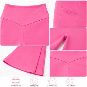 Spring Women Loose Fit <b>Flare</b> Yoga Pant 80 Nylon 20 Spandex High Stretch Drawstring Waistband Lady <b>Legging</b> - Product Image 5