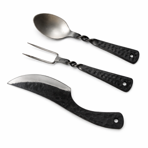 SAZ ENTERPRISES Ensemble de couverts de table en acier au carbone de qualité industrielle, faits à la main, personnalisés OEM/ODM, couteau de chef en fer à bord droit, large, noir - Product Image 1