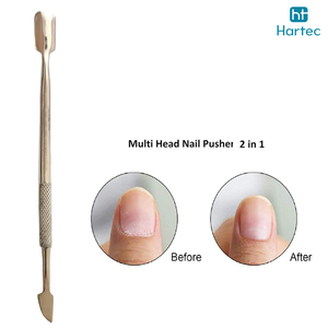Pousse-cuticules et grattoir à ongles professionnels faits à la main, antidérapants, faciles à utiliser, durables, en acier inoxydable, avec étui de protection en cuir - Product Image 2