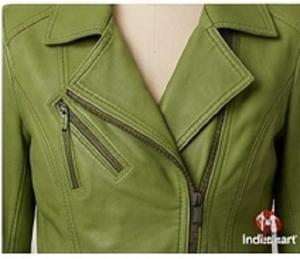 Women's Green Sheep <b>Skin</b> Solid Slim Fit Biker Jacket Zip Front Windproof Heated Casual Outerwear Trendy Streetwear - Product Image 3