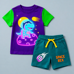 Vêtements d'été tendance pour enfants, t-shirt et short en coton, tenue décontractée respirante, taille personnalisée - Product Image 3