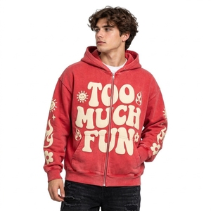 Sudadera con Capucha Estilo Vintage para Hombre, Tejido French Terry Grueso, Color Verde Oliva, Bolsillo Frontal Tipo Canguro, Cálida, Cómoda, Informal, Lisa - Product Image 2