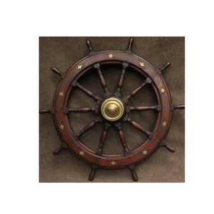 Wooden <b>Ship</b> <b>Wheel</b> Coastal Seaway Feature Designed to Inspire Beach Cottage Decorating with Graceful Nautical Influence - Product Image 4