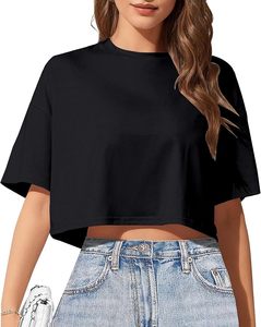Camiseta Corta de Algodón Pesado para Mujer, Estilo Hip Hop, Textil de Alta Densidad, Corte Holgado, Ropa Urbana - Product Image 2