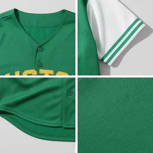 Custom Green Men's <b>Baseball</b> Jersey Short Sleeve V-Neck Button Front Screen Printed Polyester Breathable Multi Colors Jersey. - Product Image 6