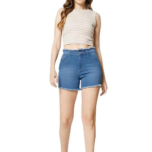 Women's Breathable Quick Dry 100% Cotton Denim Shorts Elastic Waist Custom Printed 180g Customizable High Quality Custom Sizes - Product Image 2