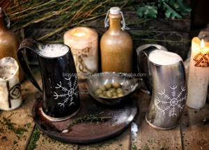 Mug en corne de buffle de qualité supérieure, fait main, rustique, matériau authentique, texture unique, artisanat traditionnel élégant, pièce décorative - Product Image 4