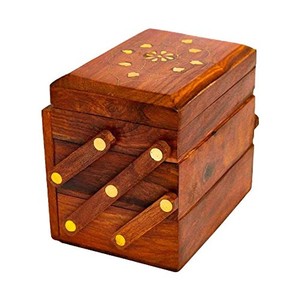 Sheesham Wood Jewelry Box with Bone Brass Inlay - Handcrafted Storage - Product Image 2