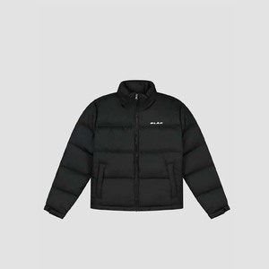 Veste matelassée noire pour homme, hiver, col montant, fermeture éclair, couleur unie, épaisse, coupe droite, manches longues - Product Image 6