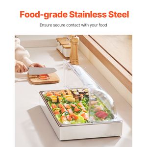 Contenitore Espositore per Alimenti da Banco in Acciaio Inox 1x1, Dispenser per Condimenti e Vassoio per Buffet - Product Image 5