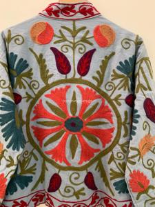 Abrigo de Algodón Bordado a Mano con Flores, Cuello Mandarín, Manga Larga, Talla Grande, Ropa de Abrigo de Primavera para Mujer, Estilo Bohemio - Product Image 5